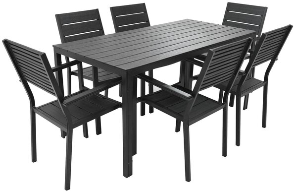 Set Tavolo e 6 Sedie da Giardino in Acciaio Altair Nero