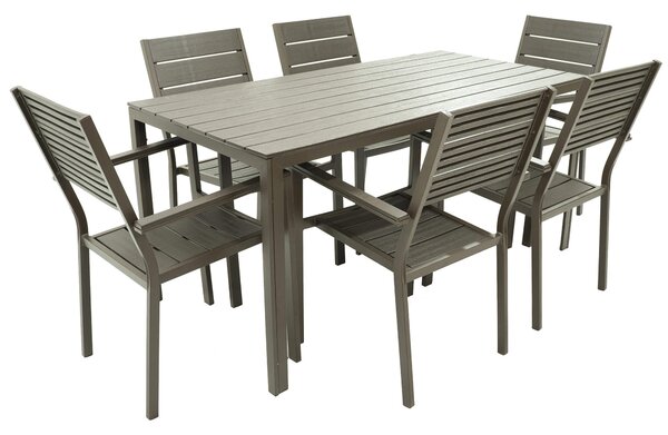 Set Tavolo e 6 Sedie da Giardino in Acciaio Altair Marrone