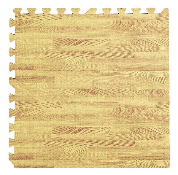 Tappeto Puzzle per Bambini Effetto Legno 4 Pezzi 60x60 cm Teak