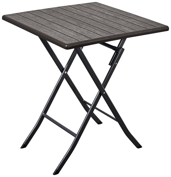 Tavolino Pieghevole da Giardino 62x62x73 cm in Acciaio Marrone