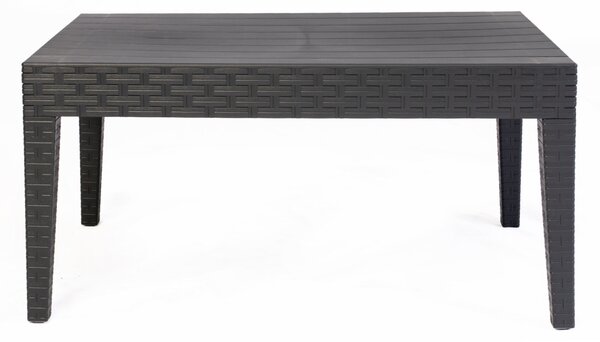 Tavolino da Giardino 90x55x45 cm in Resina Effetto Rattan Antracite
