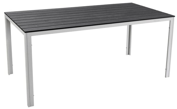 Tavolo da Giardino 156x78x74 cm in Polietilene e Metallo Grigio e Bianco