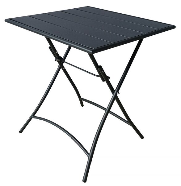 Tavolo Pieghevole da Giardino 60x60x72 cm in Acciaio Grigio Scuro