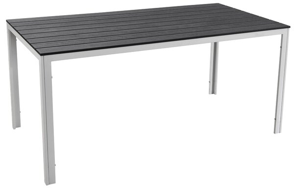 Tavolo da Giardino 156x78x74 cm in Acciaio e Plastica Stampata Bianco e Grigio Scuro
