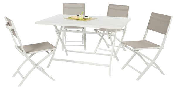 Tavolo da Giardino 130x77x73 cm in Alluminio Bianco Opaco