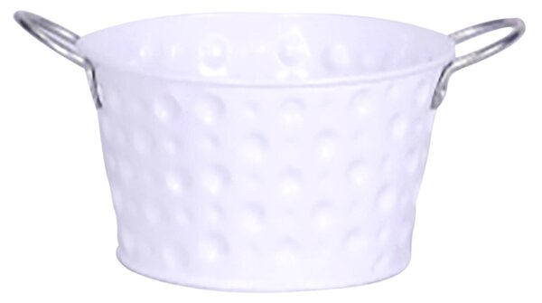 Vaso Tondo H8,3 cm in Metallo Zincato Bianco