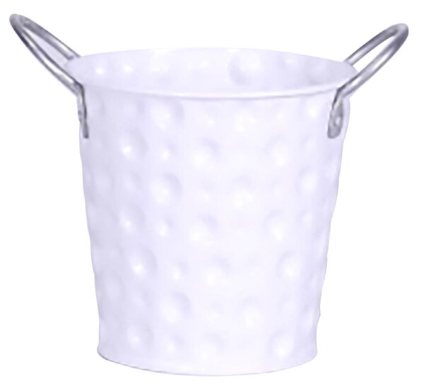 Vaso Tondo H10,8 cm in Metallo Zincato Bianco