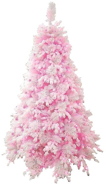 Albero di Natale Artificiale con Led Rosa Monterosa Bianco Altezza 210 cm