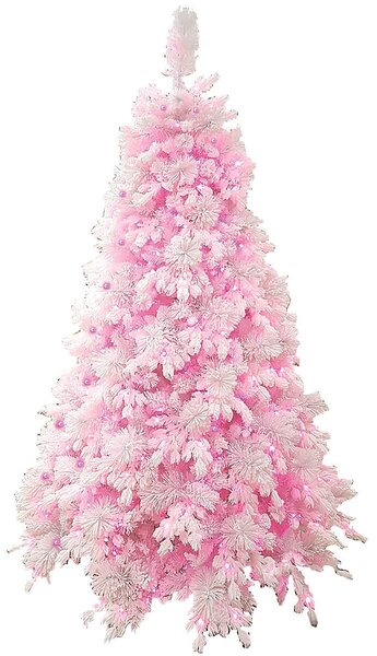 Albero di Natale Artificiale con Led Rosa Monterosa Bianco Altezza 210 cm