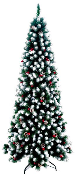 Albero di Natale Artificiale Innevato con Pigne Natalino Slim Verde Altezza 150 cm