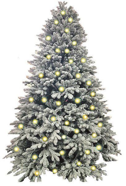 Albero di Natale Artificiale Innevato con Led Bianco Caldo Abetone Altezza 210 cm