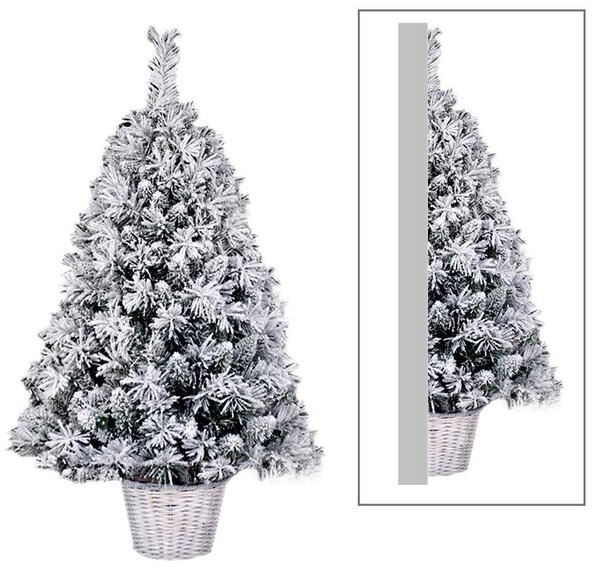 Albero di Natale Artificiale Innevato da Parete Basket Sweden White Altezza 120 cm