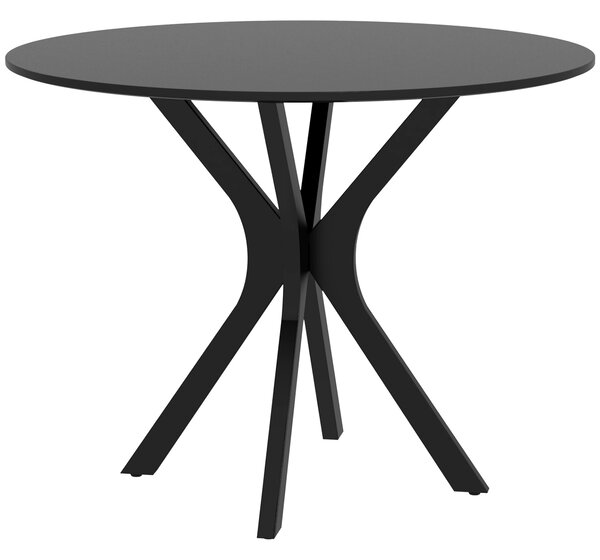 HOMCOM Tavolo Rotondo per 4 Persone per Cucina e Soggiorno, Tavolo Moderno in Acciaio e MDF, Ø100x75cm, Nero|Aosom Italy