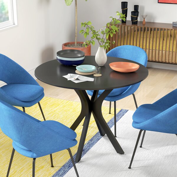 HOMCOM Tavolo Rotondo per 4 Persone per Cucina e Soggiorno, Tavolo Moderno in Acciaio e MDF, Ø100x75cm, Nero|Aosom Italy