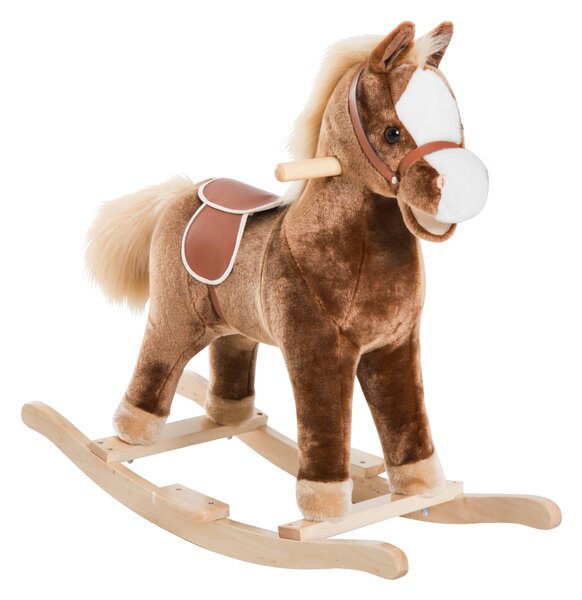 HOMCOM cavallo a dondolo legno cavallo a dondolo bambini cavallo a dondolo homcom Giochi Giocattoli Cavalcabili Marrone 74 × 33 × 62cm|Aosom
