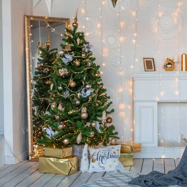Albero di Natale Artificiale 180 cm 878 Rami 250 Luci LED Verde