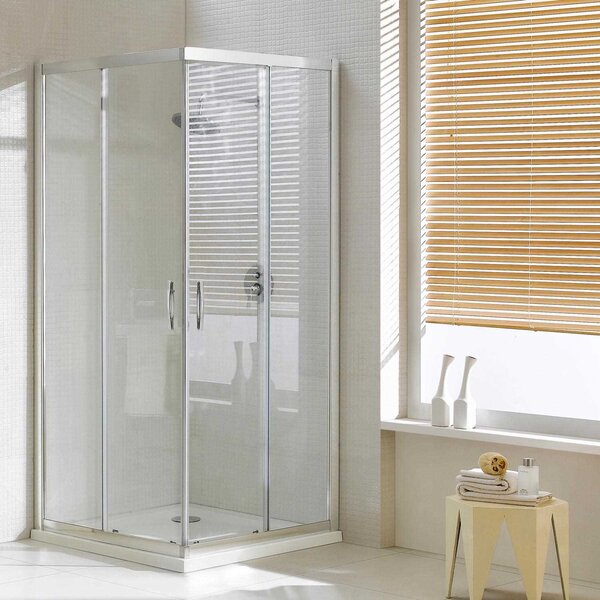 Box Doccia Angolare 75x75 cm 2 Ante Scorrevoli in Cristallo Trasparente 6mm H198 Fosterberg Odense