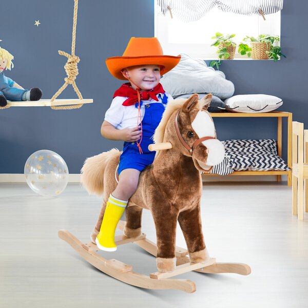 HOMCOM cavallo a dondolo legno cavallo a dondolo bambini cavallo a dondolo homcom Giochi Giocattoli Cavalcabili Marrone 74 × 33 × 62cm|Aosom
