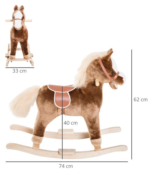HOMCOM cavallo a dondolo legno cavallo a dondolo bambini cavallo a dondolo homcom Giochi Giocattoli Cavalcabili Marrone 74 × 33 × 62cm|Aosom