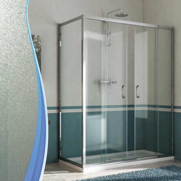 Box Doccia Angolare 2 Ante Scorrevoli In Cristallo Opaco 6mm H185 Fosterberg Kolding Duo 70x120 cm