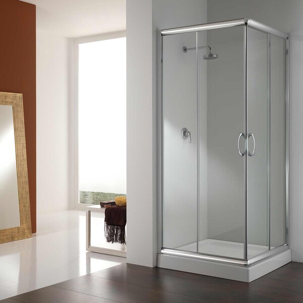 Box Doccia Angolare 80x80 cm 2 Ante Scorrevoli in Cristallo Trasparente 6mm H185 Fosterberg Aarhus