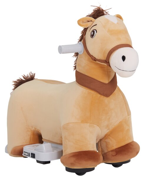 AIYAPLAY Cavallo Cavalcabile Elettrico 6V per Bambini da 18-36 Mesi con Ruote in PU e Musica, Marrone