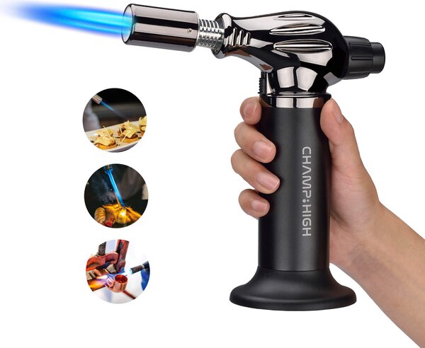 Torcia a Gas Bruciatore da Cucina per Creme Brulee Nero e Argento