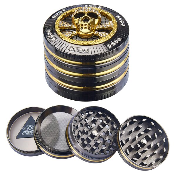 Grinder Ø50 mm 4 Livelli per Spezie Erbe e Tabacco Teschio
