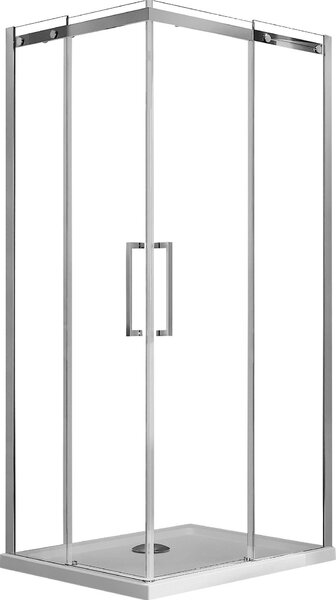 Box Doccia Angolare 70x75 cm 2 Ante Scorrevoli in Cristallo Trasparente 8mm H200 Fosterberg Horsens Destro