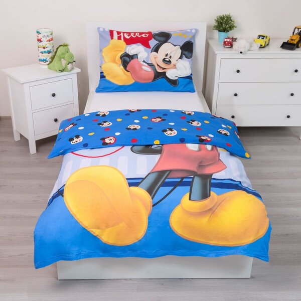 Biancheria da letto per bambini in cotone per letto singolo 140x200 cm Mickey "Hello" – Jerry Fabrics