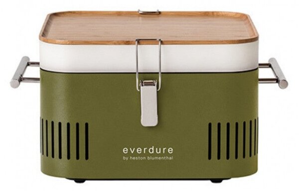 Barbecue Portatile a Carbone Carbonella 42,5x34,7x 23 cm in Metallo Cube Khaki