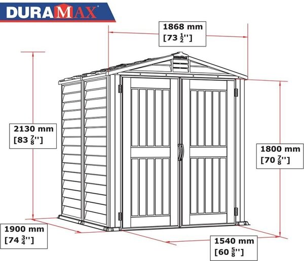 Casetta da Giardino Porta Attrezzi 187x190x213 cm in PVC Grigio/Grigio Scuro
