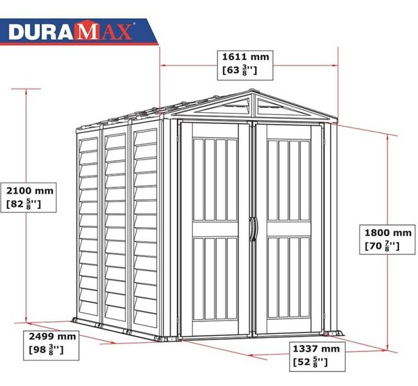 Casetta da Giardino Porta Attrezzi 161x250x210 cm in PVC Grigio/Grigio Scuro