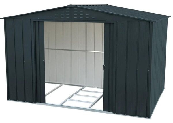 Casetta Box da Giardino 322x233x209 cm in Metallo Grigio Scuro