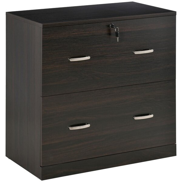 Cassettiera Portadocumenti 74x42x72 cm 2 Cassetti con Chiavi in Truciolare Noce