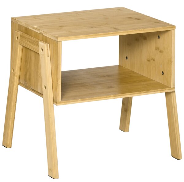 Comodino con Ripiano 43x32,5x42 cm in Bambù Naturale