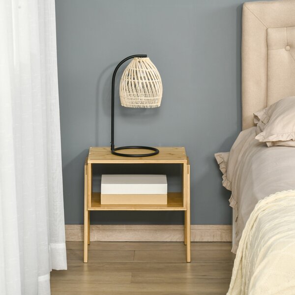 Comodino con Ripiano 43x32,5x42 cm in Bambù Naturale