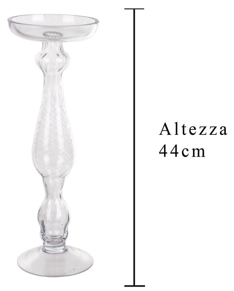 Porta Candele in Vetro Altezza 44 cm