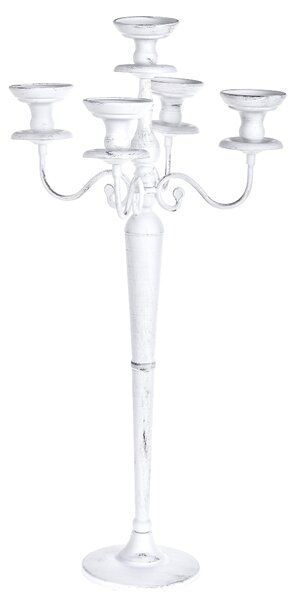 Candeliere Composto da 5 Bracci Altezza 79 cm Bianco