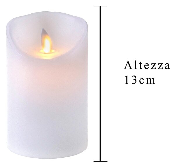 Set 3 Candele Cera Artificiale con Telecomando a Fiamma Mobile Altezza 13 cm Bianco