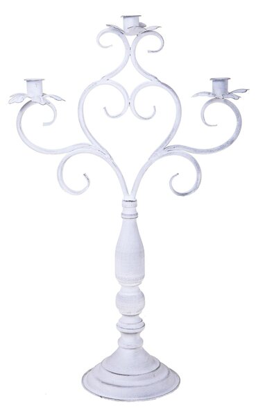 Candeliere Composto da 3 Bracci Altezza 59,5 cm Bianco