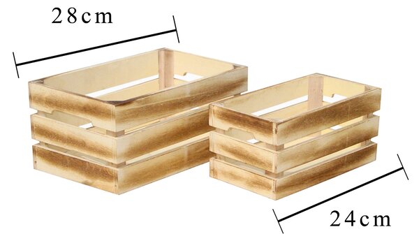 Set di 2 Cassetta in Legno Larghezza 28 cm Marrone