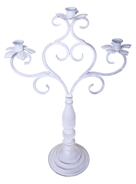 Candeliere Composto da 3 Bracci Altezza 59,5 cm Bianco
