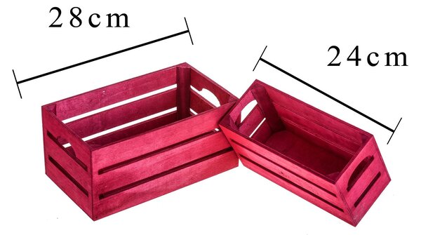 Set di 2 Cassetta in Legno Larghezza 28 cm