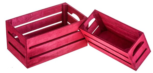 Set di 2 Cassetta in Legno Larghezza 28 cm