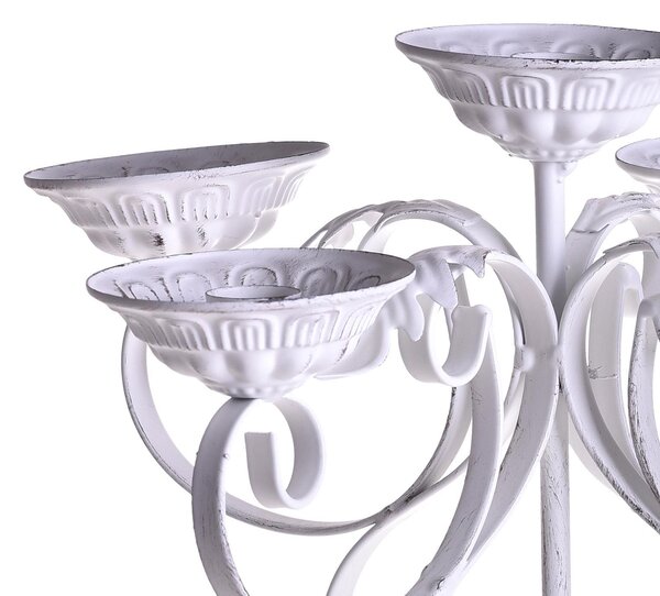 Candeliere Lavorato Composto da 5 Bracci Altezza 32,5 cm Bianco