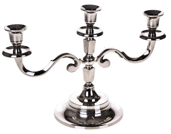 Candelabro in Metallo Composto da 3 Bracci Altezza 24 cm