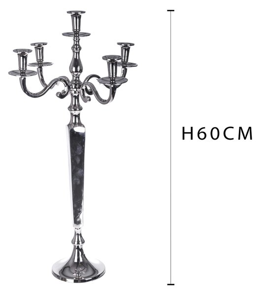 Candelabro in Metallo Composto da 5 Bracci Altezza 60 cm