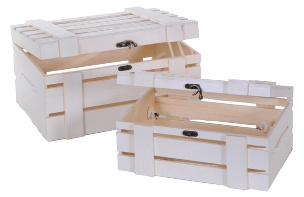 Set di 2 Bauli in Legno Larghezza 32 cm