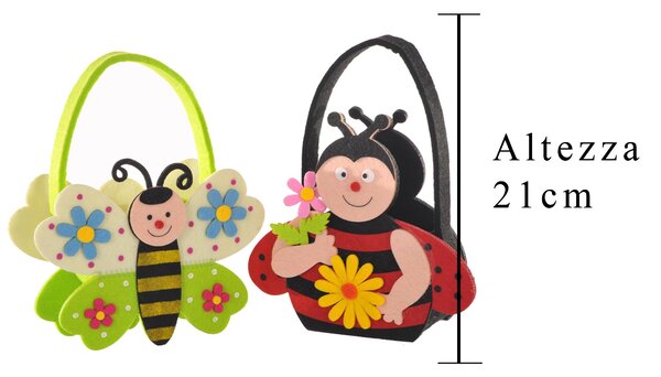 4 Borsine Artificiali con Farfalla/Coccinella Altezza 21 cm